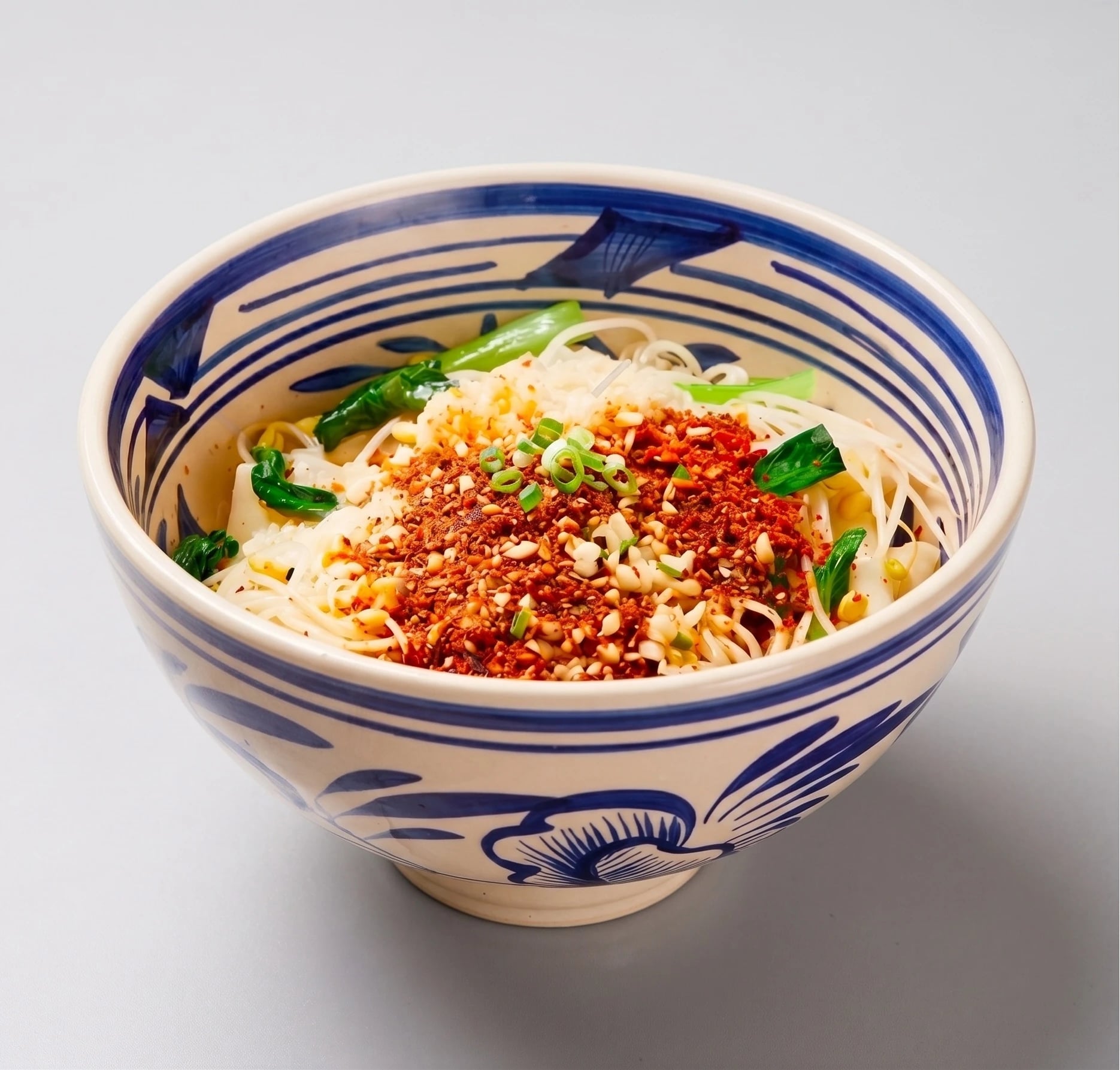 Chili peanut noodles with scallions